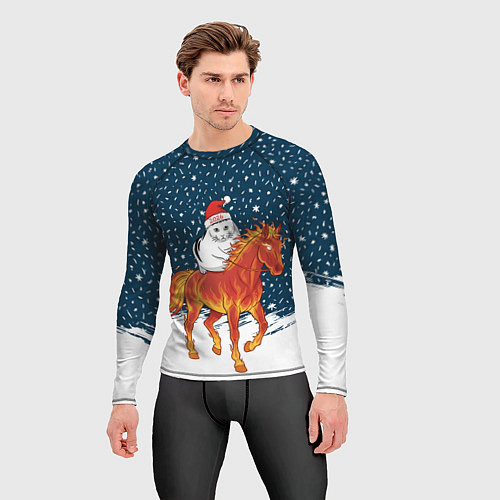 Мужской рашгард Кот Бендер и огненный конь - 2026 / 3D-принт – фото 3