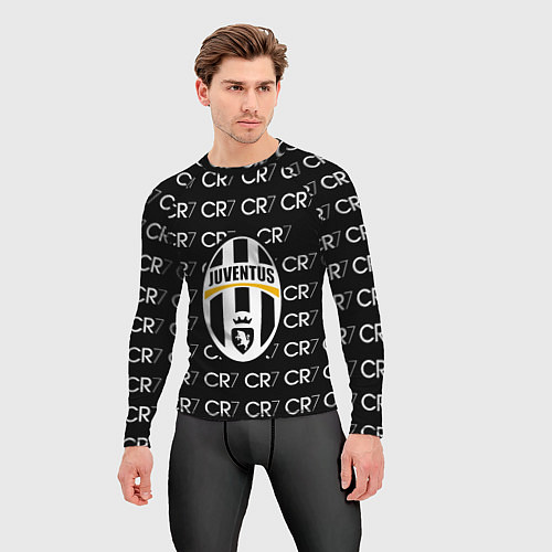 Мужской рашгард Juventus sport pattern / 3D-принт – фото 3