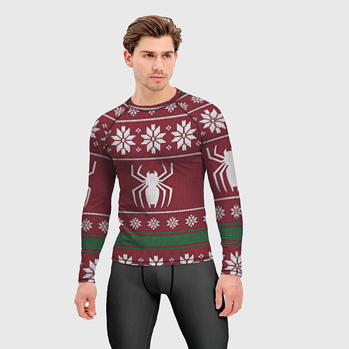 Мужской рашгард Рождественский свитер Человека паука / 3D-принт – фото 3