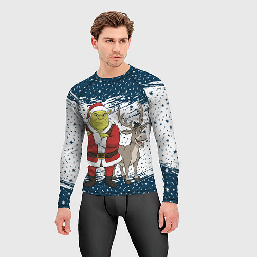 Мужской рашгард Шрек и Осел - новый год / 3D-принт – фото 3