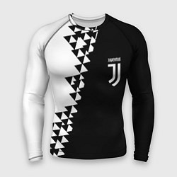Рашгард мужской Juventus черно белая геометрия текстура, цвет: 3D-принт