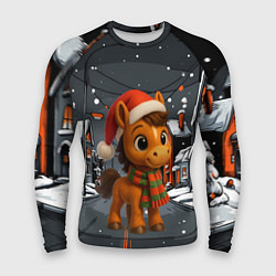 Рашгард мужской Новогодняя лошадка 2026 год, цвет: 3D-принт