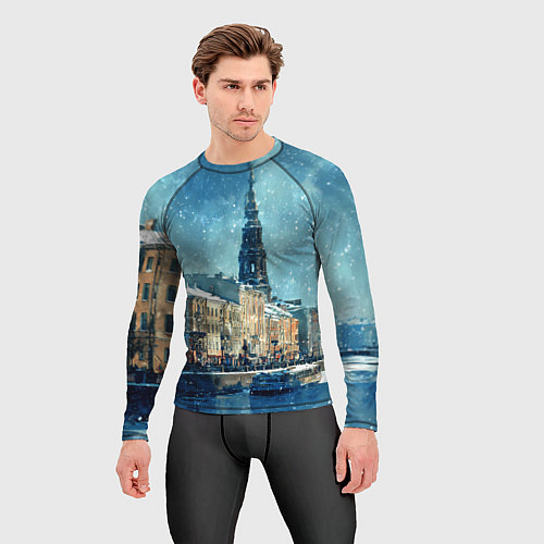Мужской рашгард Снегопад в Санкт-Петербурге / 3D-принт – фото 3