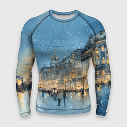 Рашгард мужской Снежный вечер Санкт-Петербурга, цвет: 3D-принт
