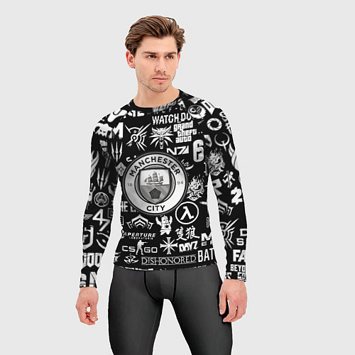 Мужской рашгард Манчестер сити логотипы игр / 3D-принт – фото 3