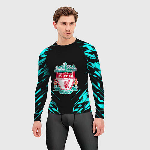 Мужской рашгард Ливерпуль неон геометрия / 3D-принт – фото 3