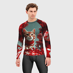 Рашгард мужской Рыжий кот - Новый год, цвет: 3D-принт — фото 2