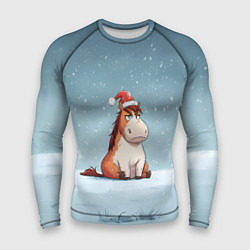 Рашгард мужской Лошадь сидит на снегу, цвет: 3D-принт