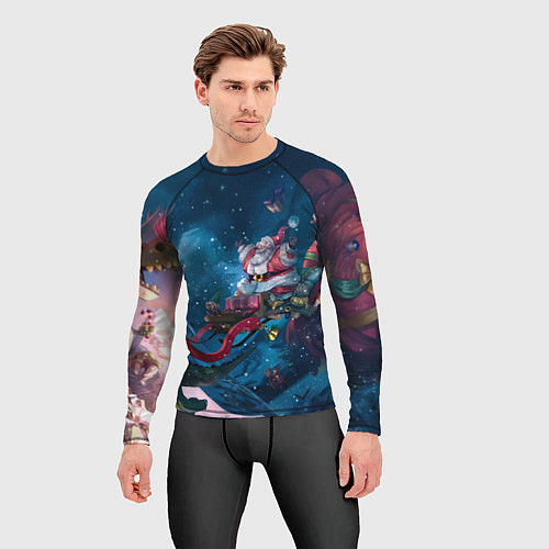 Мужской рашгард Санта с динозавром / 3D-принт – фото 3