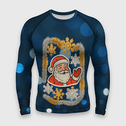 Рашгард мужской Дем Мороз и новогодняя гирлянда, цвет: 3D-принт