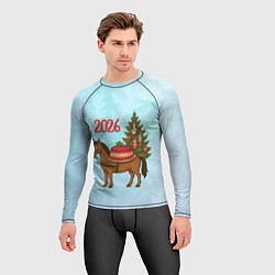 Рашгард мужской Салат Под шубой на новогодней лошади 2026, цвет: 3D-принт — фото 2