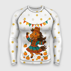 Рашгард мужской Якутская лошадь празднует Новый год, цвет: 3D-принт