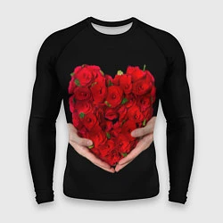Рашгард мужской Сердце роз в руках, цвет: 3D-принт