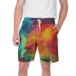 Шорты на шнурке мужские Цветные полигоны, цвет: 3D-принт