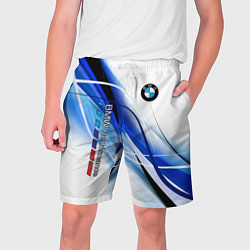 Шорты на шнурке мужские BMW волны - blue-white, цвет: 3D-принт