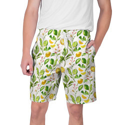 Мужские шорты Летний узор лимон ветки листья