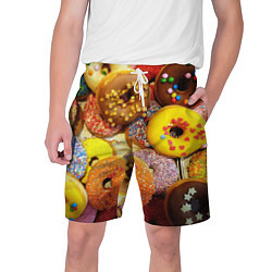 Шорты на шнурке мужские Сладкие пончики, цвет: 3D-принт