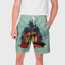 Шорты на шнурке мужские Мазня с пальмами, цвет: 3D-принт