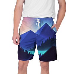 Шорты на шнурке мужские Неоновые горы, цвет: 3D-принт