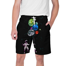 Шорты на шнурке мужские Космонавт Воздушные Планеты, цвет: 3D-принт