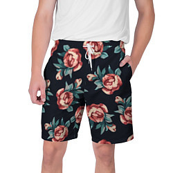 Шорты на шнурке мужские Розы, цвет: 3D-принт