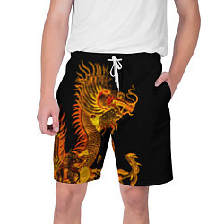 Шорты на шнурке мужские Золотой китайский дракон, цвет: 3D-принт