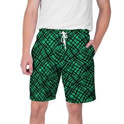 Шорты на шнурке мужские Абстрактный зелено-черный узор, цвет: 3D-принт