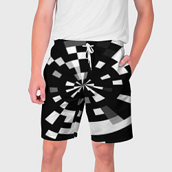 Шорты на шнурке мужские Черно-белый фон иллюзии, цвет: 3D-принт