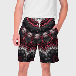 Шорты на шнурке мужские Красно-черный мозаичный узор, цвет: 3D-принт