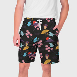 Шорты на шнурке мужские Япония паттерн, цвет: 3D-принт