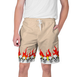 Шорты на шнурке мужские Черепа в Огне Бежевый, цвет: 3D-принт