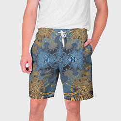 Шорты на шнурке мужские Коллекция Фрактальная мозаика Желто-синий 292-6-n1, цвет: 3D-принт