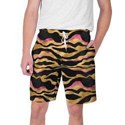 Шорты на шнурке мужские Тигровый окрас Gold Pink, цвет: 3D-принт