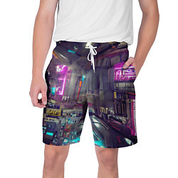 Шорты на шнурке мужские Городской киберпанк, цвет: 3D-принт