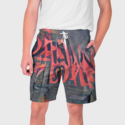 Шорты на шнурке мужские Надпись граффити, цвет: 3D-принт