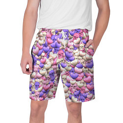Шорты на шнурке мужские Сердечки-черепушки, цвет: 3D-принт
