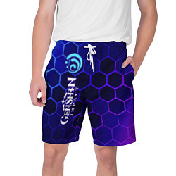 Шорты на шнурке мужские GENSHIN IMPACT - ГИДРО - Графика, цвет: 3D-принт