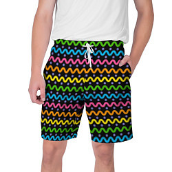 Шорты на шнурке мужские Разноцветные волнистые линии, цвет: 3D-принт