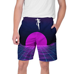Шорты на шнурке мужские Закат розового солнца Vaporwave Психоделика, цвет: 3D-принт