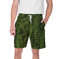 Шорты на шнурке мужские Цветы Зеленые Папоротники, цвет: 3D-принт