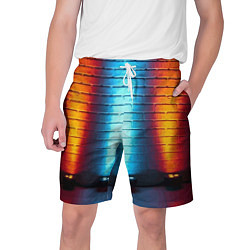 Шорты на шнурке мужские Кирпичная стена Неон, цвет: 3D-принт