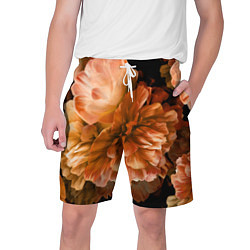 Шорты на шнурке мужские Цветы Пионы, цвет: 3D-принт