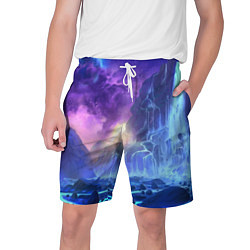 Шорты на шнурке мужские Фантастический пейзаж Водопад Неон, цвет: 3D-принт