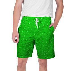 Шорты на шнурке мужские Зеленый фон с росой, цвет: 3D-принт