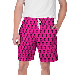 Шорты на шнурке мужские Розовый фон с черепами паттерн, цвет: 3D-принт