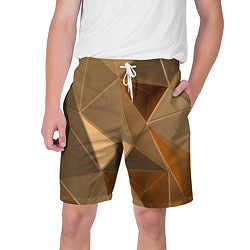 Шорты на шнурке мужские Золотые 3D треугольники, цвет: 3D-принт