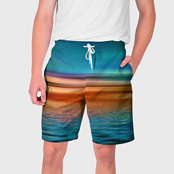 Шорты на шнурке мужские Море с размытым фоном, цвет: 3D-принт
