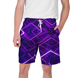 Мужские шорты Неоновые ромбы в абстракции - Фиолетовый