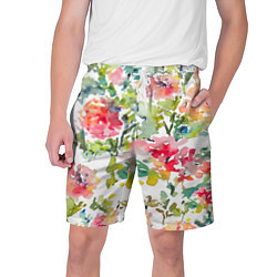 Шорты на шнурке мужские Floral pattern Watercolour Summer, цвет: 3D-принт