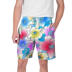 Шорты на шнурке мужские Летний цветочный паттерн Fashion trend 2025, цвет: 3D-принт